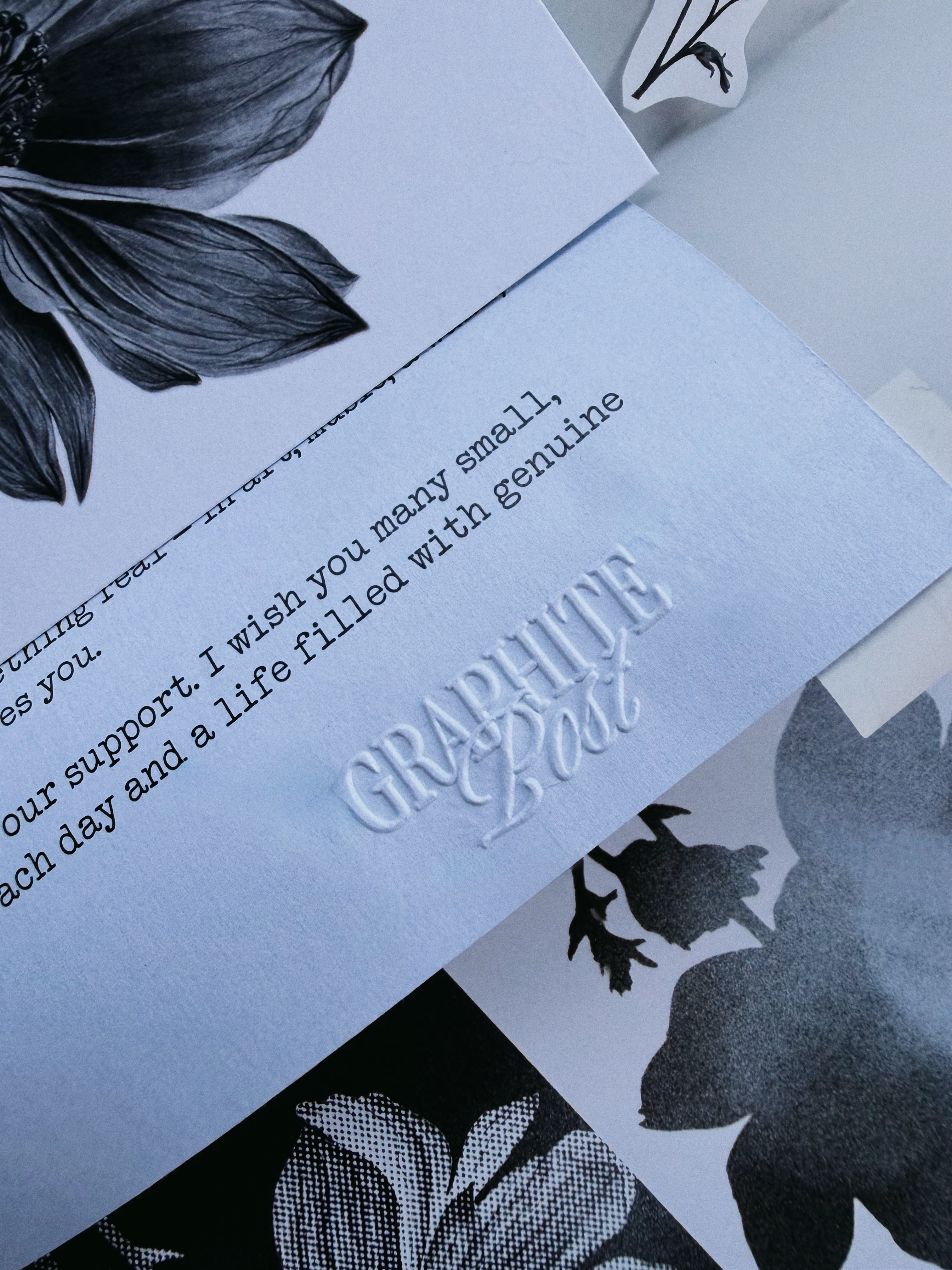 Dahlia embossed letter closeup