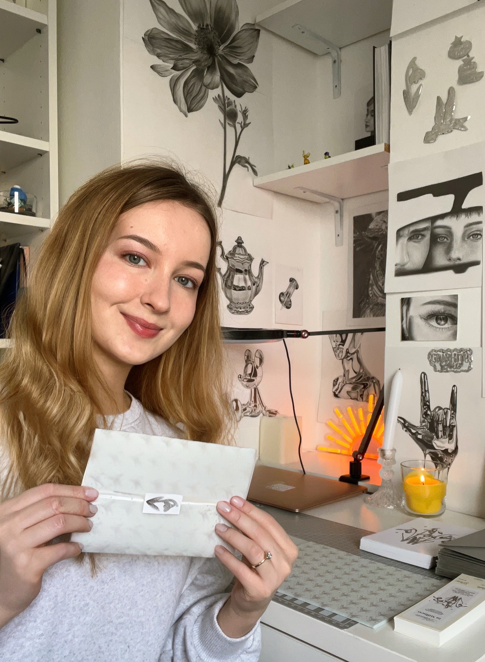 Julia, the artist behind Graphite Post, in her studio